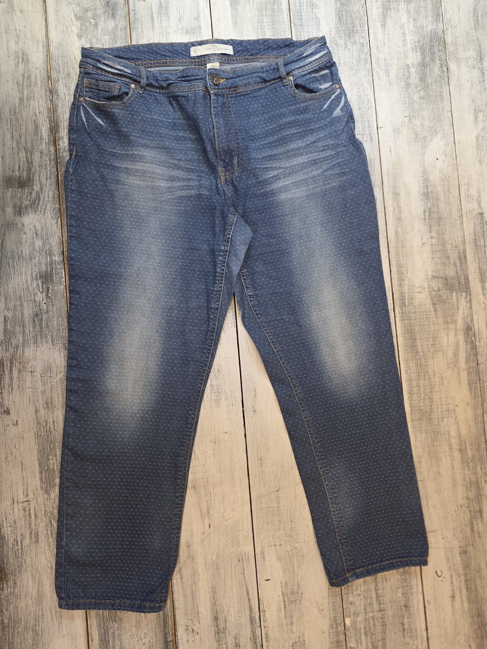 Cato 1946 Women's Slim Straight Ankle Jeans w/ Micro Polka Dot Pattern sz 14